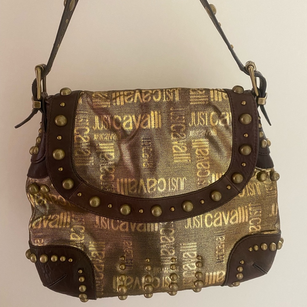 Just Cavali Metallic Gold Bag